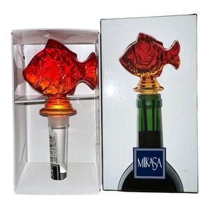 Mikasa Crystal Bottle Stopper Fish Nature's Catch AMBER Austria NEW